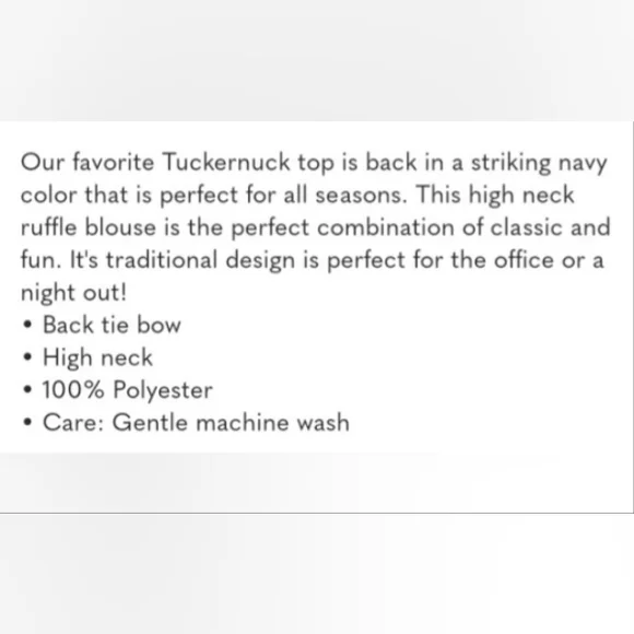 Tuckernuck Pomander Place Mason Navy Blue Red Ruffle Tie Blouse Size Medium - Picture 12 of 12